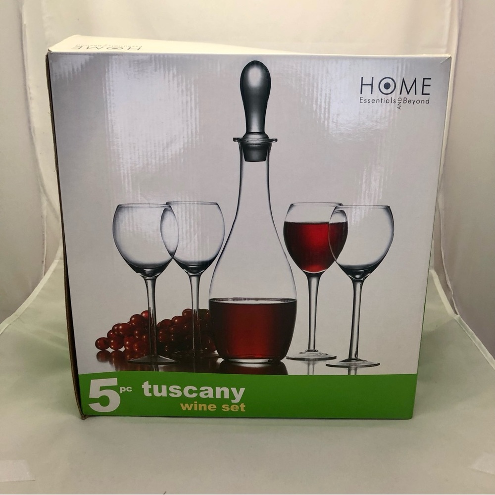 Home Essentials Tuscany 5-Piece Wine Set - Clear Glass
